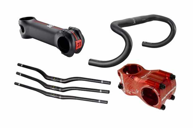 Handlebars and stem reviews Collage of road bike and mountain bike stems and handlebars